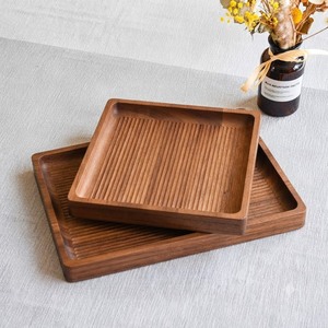 Bandeja de servir de madera al por mayor, ecológica, acanalada, de madera maciza, plato decorativo para mesa de café, hotel, restaurante y decoración del hogar. - Product Image 1