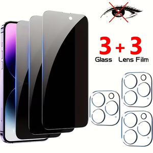 <strong>iPhone</strong> Privacy Tempered <strong>Glass</strong> <strong>Screen</strong> <strong>Protector</strong> &amp; Camera Lens Cover Set , in Stock USA, 6-in-1 Complete Kit - Product Image 1