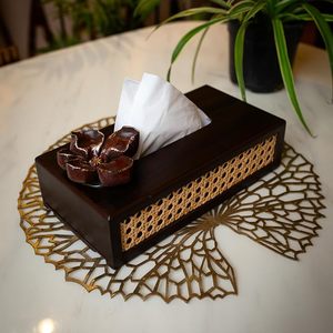 Boîte à mouchoirs en bois contemporaine, porte-mouchoirs décoratif avec accent floral pour la maison, l'hôtel, le restaurant - Product Image 4