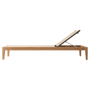 Chaise longue moderne en teck massif avec dossier réglable, durable, pour l'extérieur, la piscine, la villa, mobilier minimaliste - Product Image 3