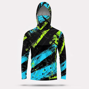 Vêtements de pêche à manches longues respirants en polyester et élasthanne, taille plus, avec impression par sublimation intégrale, design personnalisé OEM, à capuche - Product Image 5