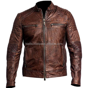 Fashion Motorcycle Men Leather Jackets Solid Colour Stand Collar Men's PU Faux Jacket Coats Casual Zipper High Brand Men Outwear - Product Image 2
