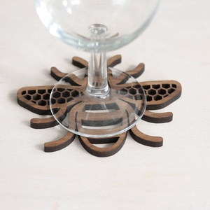 Honey Bee Laser Cut Solid Wood Coaster Handcrafted Heat Resistant Drink Mat <b>Table</b> <b>Protector</b> Coffee Tea Cup Holder Home Decor - Product Image 2