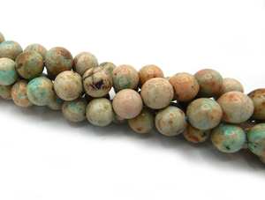 Perles de pierre précieuse turquoise naturelle de Mongolie, lisses, rondes, brin complet, non traitées, pour la fabrication de bijoux - Product Image 2