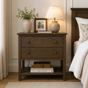 Mesa de Noche de Cuero con 40% de Descuento, Moderna y Lujosa, con 2 Cajones y Estante Abierto, Muebles de Dormitorio Directo de Fábrica - Product Image 4