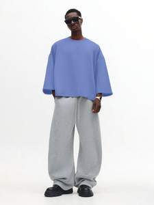 Custom Men's Knitted Plus Size <b>Drop</b> Shoulder Sweat Eco-Friendly Polyester/Cotton Oversized High Quality Quick Dry Sweatshirt - Product Image 4