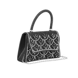 <b>Black</b> Fancy P24335 <b>Evening</b> <b>Bag</b> with Shoulder Strap - Product Image 2