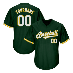 Custom Baseball Jersey Unisex Green V-Neck Short Sleeve Moisture Wicking Polyester Mesh Uniform Name Number Digital Print - Product Image 1