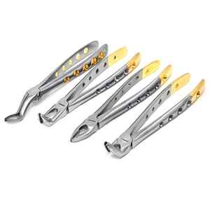 Ensemble de 4 forceps d'extraction dentaire à préhension profonde, anti-traumatiques, avec revêtement diamanté, en acier inoxydable - Product Image 4