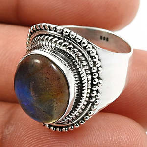 925 Sterling Silver <b>Spinner</b> <b>Ring</b> Labradorite Stone Silver Jewelry Handmade Oval Cut Gemstone Vintage <b>Ring</b> In Bohemian Style - Product Image 2