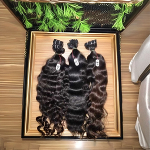 Extensiones de cabello humano rizado recto sin enredos, cabello humano alineado con cutícula intacta sin procesar, trama de cabello crudo virgen de templo indio - Product Image 1