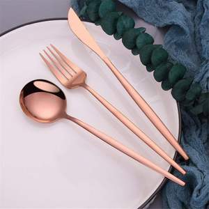 Juego de cubiertos de acero inoxidable de lujo, diseño minimalista, resistente al óxido, vajilla para mesa a mejor precio - Product Image 2