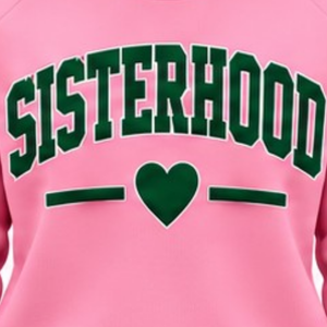 Sudadera de Mujer con Estampado de Letras Pink Sisterhood, Cuello Redondo de Punto Acanalado, Detalle de Corazón, Manga Larga, Estilo Casual, Moda Femenina - Product Image 5
