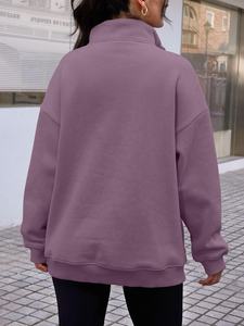 Sweat-shirts à demi-zip pour femmes avec logo personnalisé - Vêtements de sport respirants en gros pour l'extérieur - Product Image 3