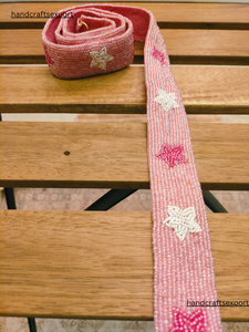 Pink Beaded Star <b>Strap</b> Sweet Style Fabric Handbag Accessory Fashionable <b>Shoulder</b> Bag Belt - Product Image 2