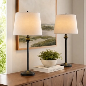 Heritage Spire Metal Table <b>Lamp</b> with Premium <b>Linen</b> <b>Shade</b> Durable Iron Base Warm Ambient Lighting for Timeless Interiors - Product Image 4