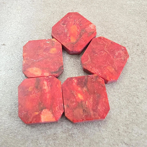 Coral rouge naturel de qualité AAA+, cabochon carré à dos plat, pierre précieuse calibrée certifiée par un tiers pour la fabrication de bijoux - Product Image 5