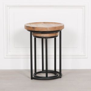 Table d'appoint moderne en bois et fer forgé, conçue pour les maisons élégantes, avec un support en fer élégant et un bois lisse. - Product Image 2