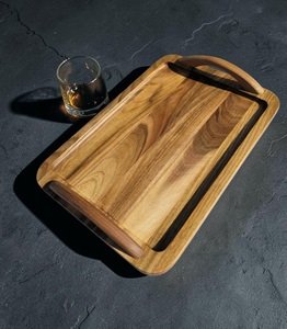 Bandeja de servir hecha a mano de nogal, bandeja de desayuno de madera maciza con asas, bandeja para mesa de café, regalo para ella o él, bandeja utilitaria de madera - Product Image 2