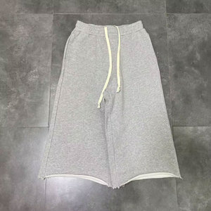 Manufacturer Custom Blank Baggy Wide Leg Terry Cotton Cropped Sweatpants <b>Three</b>-<b>quarter</b> Length Long Sweat <b>Shorts</b> <b>Men</b> - Product Image 5