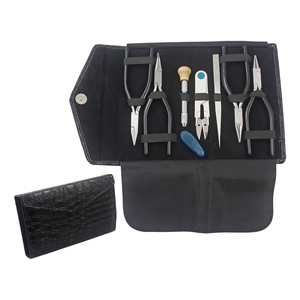 7 pieces jewelry Beading <b>Tools</b> Kit Chain, Bent Chain, Flat, Round Nose Plier 150mm, Pin Vise, Beading Tweezers 8in & Thread Snip - Product Image 1