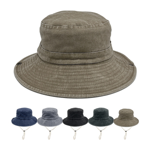 Chapeau Bob de Pêcheur de Haute Qualité, Lavé et Vieilli, à Large Bord, Uni, Vierge, Personnalisable avec Broderie ou Logo Imprimé, pour Hommes et Femmes - Product Image 1