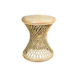 Tabouret sablier en rotin naturel tressé à la main, table d'appoint, table d'appoint bohème en osier, siège léger fait main pour salon, patio - Product Image 4