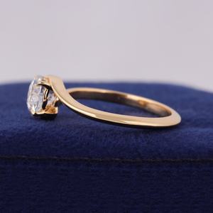 Lab Grown 1.01CT Round Cut Diamond Bypass Band <b>Ring</b> for Women's 14K Solid Gold Engagement Surprise Gift for Lovers - Product Image 4