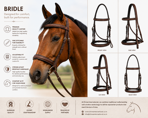 ผู้จัดจำหน่ายบังเหียนม้าแบบ Private Label ผลิตภัณฑ์เครื่องมือขี่ม้าหนังคุณภาพพรีเมียมสำหรับแบรนด์กีฬาขี่ม้าจาก Divine International - Product Image 5