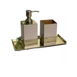 Colección de Accesorios de Baño: Dispensador de Jabón Metálico, Portarrollos de Papel Higiénico y Portacepillos de Dientes - Product Image 1