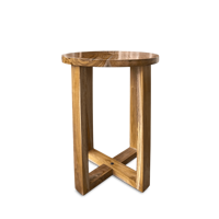 Petite table basse ronde en teck pliable et gonflable, design minimaliste moderne, meubles écologiques pour le salon