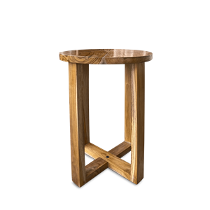 Petite table basse ronde en teck pliable et gonflable, design minimaliste moderne, meubles écologiques pour le salon - Product Image 2