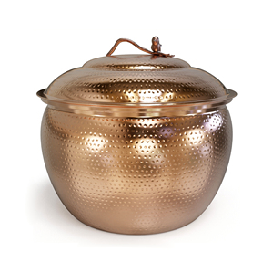 Handcrafted Hammered Metal Garden <b>Hose</b> Storage Container with Lid for Patio Garden Decorative Outdoor Metal <b>Hose</b> Pot - Product Image 4