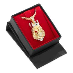 <b>King</b> Face Round Brilliant Cut Moissanite Pendant <b>Crown</b> Iced Out Hip Hop Necklace Rhodium Plated 925 Silver for Men Party Jewelry - Product Image 1