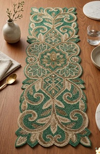 Handmade Beaded Table Runner Decorative <b>Tablecloth</b> Accent for Dining Room Wedding Party and Special Events by SHAAD HANDICRAFT - Product Image 5