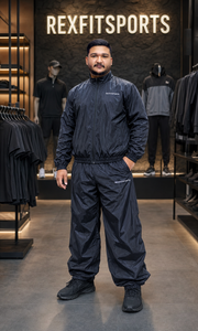 ชุดวอร์มไนลอนแบบกำหนดเอง REXFIT SPORTS 2026 สำหรับผู้ชาย สีกรมท่าเข้ม เสื้อแจ็คเก็ตกันลมพร้อมกางเกง ชุดกีฬาน้ำหนักเบา สไตล์สตรีทแวร์ - Product Image 5