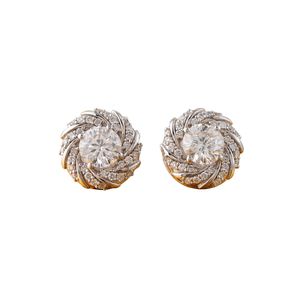 1.90 CT 14K Gold Flower Halo Swirl Lab Grown Diamond Stud <b>Earrings</b> VS1 Screw Pattern Wedding Available White Yellow Rose Gold - Product Image 1