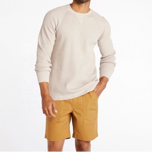 T-shirts de fitness confortables et légers à manches longues en tricot gaufré 100% coton, respirants, décontractés, à séchage rapide pour hommes - Product Image 1