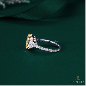 Oval Cut Diamond Engagement <b>Ring</b> Half Eternity Round Diamond Band 18K Gold Custom Bridal <b>Ring</b> - Product Image 5