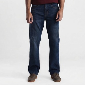 Jeans de Mezclilla Premium para Hombre, Corte Recto, Lavado a la Piedra, Cintura Media, Corte Regular, Estilo Casual, Algodón Azul, Estilo Otoñal - Product Image 1
