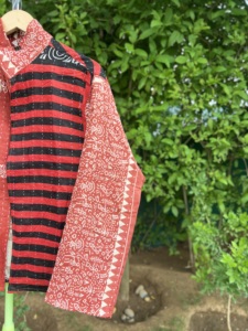 Exclusive Handmade Kantha <b>Kimono</b> <b>Jacket</b> | Indian Artisan Cotton Block Print Layering <b>Jacket</b> | Sustainable Women's Fashion - Product Image 3
