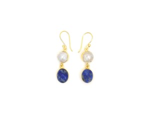 Pendientes de Aro con Múltiples Piedras Preciosas, Latón con Baño de Oro, Formas Mixtas - Product Image 3