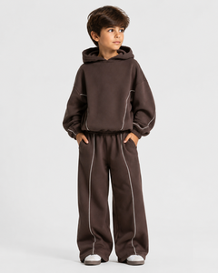 Pantalon de jogging décontracté surdimensionné pour garçon, personnalisé, avec ligne contrastante, en molleton premium, pour enfant, modèle OEM - Product Image 4