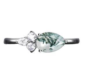 ธรรมชาติมอสอาเกตแหวนผู้หญิงคลัสเตอร์ 925 เงินสเตอร์ลิงงานแต่งงาน Agate Handmade แหวนขายส่งจํานวนมาก - Product Image 1