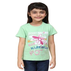 Camiseta de cuello redondo Smart Look 100% algodón para niñas disponible en diferentes métodos de impresión seleccionados a mano para la venta - Product Image 1