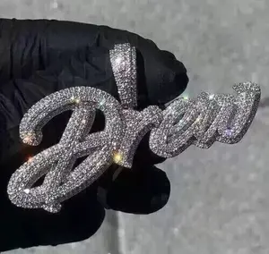 จี้เพชรโมอิสซาไนต์ทรงกลม 3 กะรัต ชื่อสั่งทำได้ สำหรับผู้ชาย ชุบทองคำขาว 14K - Product Image 3