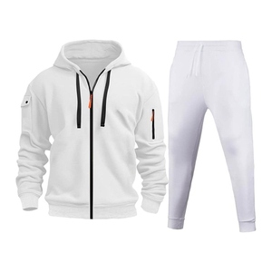 Conjunto Deportivo Unisex de Invierno con Forro Polar, Transpirable, de Algodón, con Sudadera con Cremallera Completa y Pantalones Deportivos con Bolsillos, para Correr, Cálido - Product Image 2