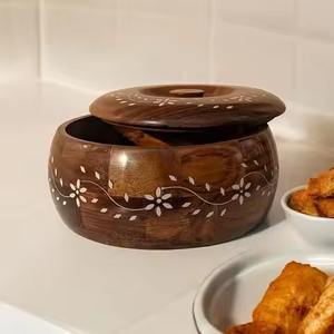 Caja de Madera Clásica para Chapati, Hecha a Mano, Contenedor para Guardar Pan Roti para Cocina o Comedor - Product Image 6