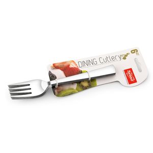 Tenedor premium para bebé, tenedor de acero inoxidable para alimentación de niños pequeños, borde liso, utensilio de comedor reutilizable para bebé, agarre seguro, acabado plateado - Product Image 1