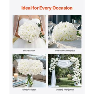 Fiori artificiali di seta bianca realistica 65 pezzi alla rinfusa ortensia finta per bouquet fai da te da sposa doccia centrotavola decorazioni per la casa - Product Image 6